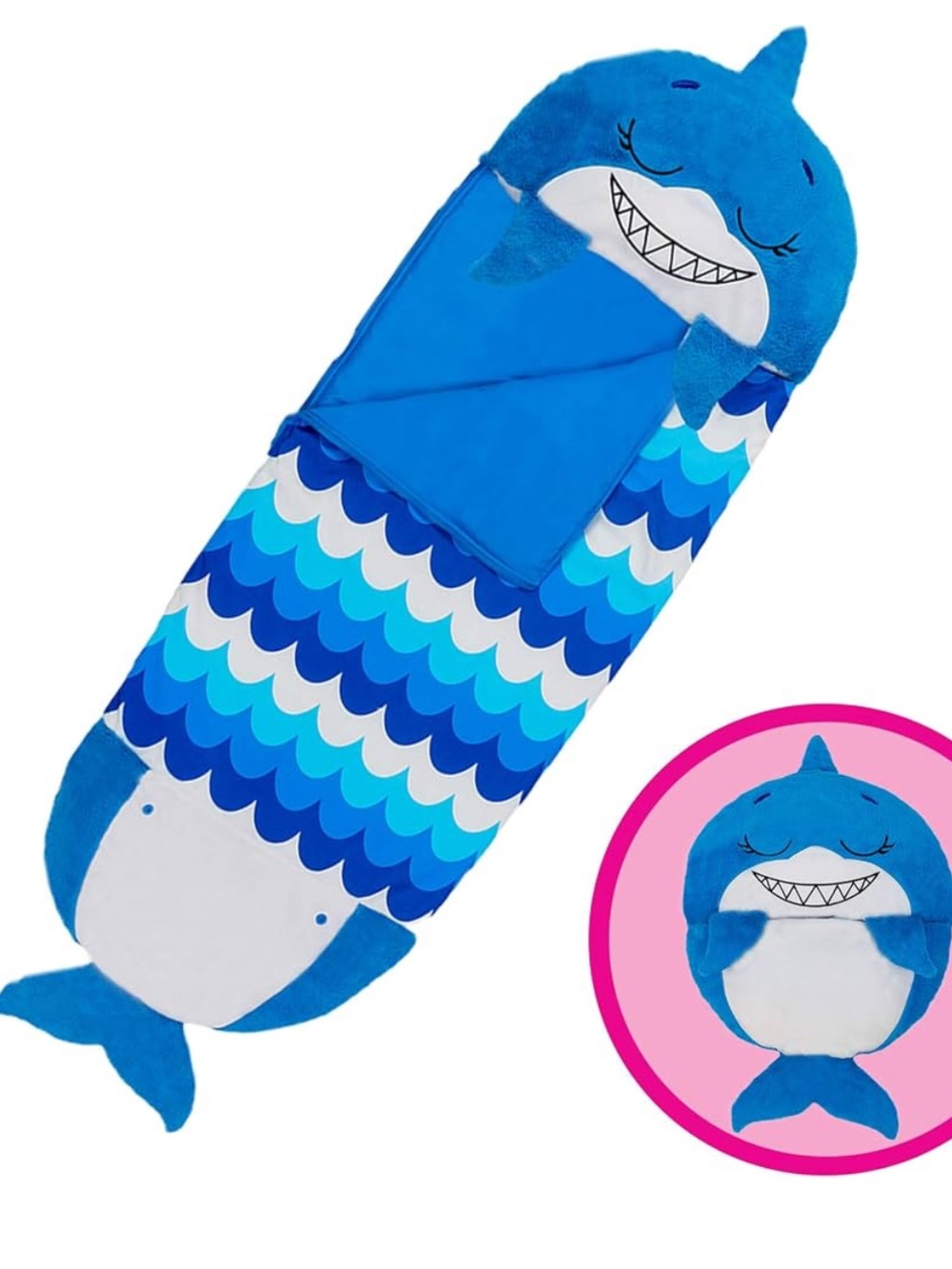 NEW Happy Nappers Pillow & Sleepy Sack Plush Kids Sleeping Bag w Pillow Shark L